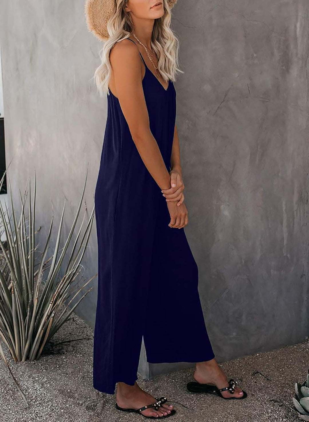 Dokotoo Damen Jumpsuit Ärmellos Jumpsuit Casual Overall Sexy Hosenanzug V-Ausschnitt Playsuit Sommer
