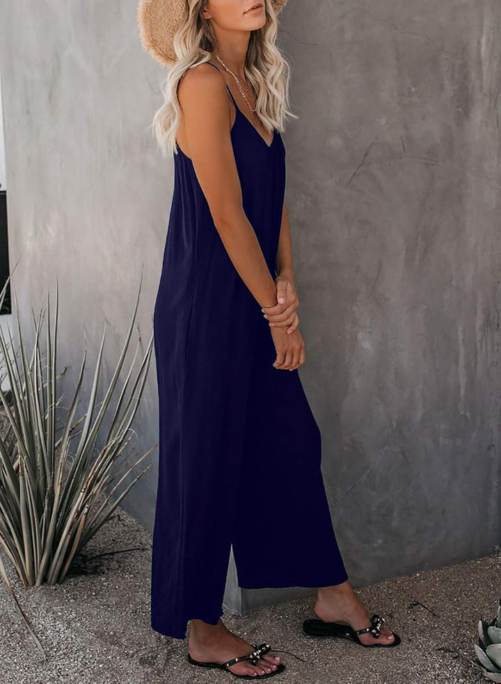 Dokotoo Damen Jumpsuit Ärmellos Jumpsuit Casual Overall Sexy Hosenanzug V-Ausschnitt Playsuit Sommer