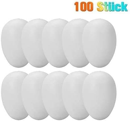 Willingood 100 Deko-Eier Ostern [6 cm, Kunststoff] + 100 Aufhänger für Ostereier + 10 Schaschlik-Spi