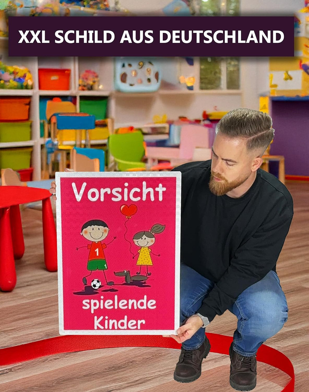UvV Warnschild Vorsicht spielende Kinder 60 x 45 cm reflektierend - hochwertiges Alu-Dibond Schild -