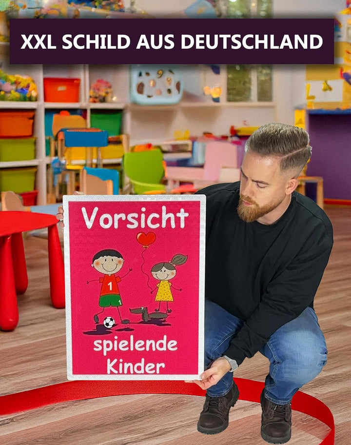 UvV Warnschild Vorsicht spielende Kinder 60 x 45 cm reflektierend - hochwertiges Alu-Dibond Schild -
