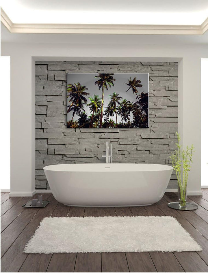 Pixxprint Tropische Palmen als Leinwandbild | Grösse: 100x70 cm | Wandbild | Kunstdruck | fertig bes