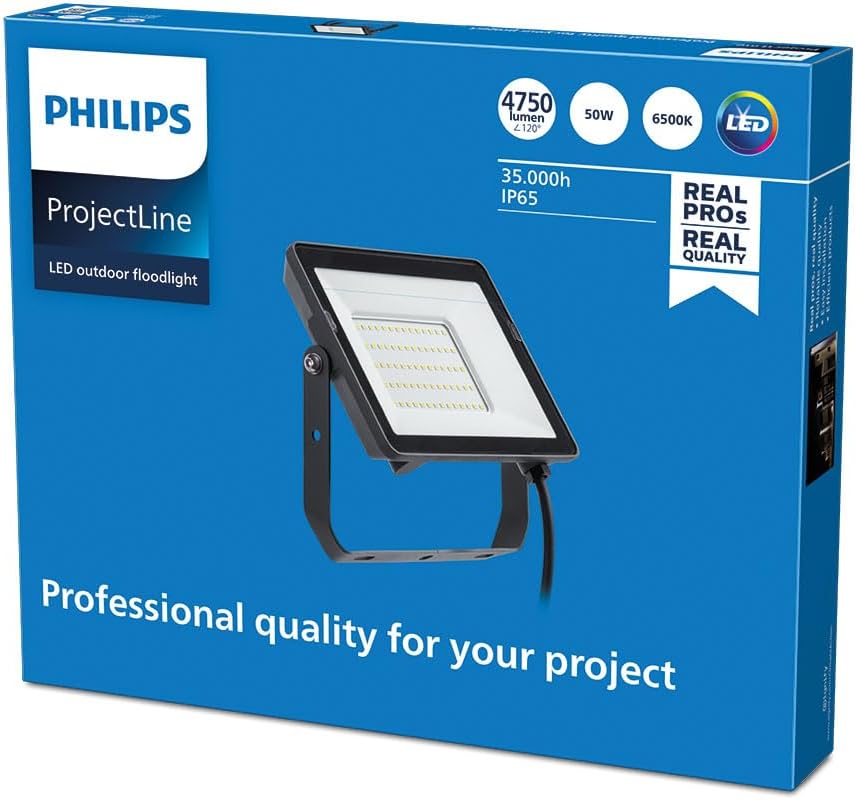 Philips ProjectLine Flutlicht, 50W, 6500K, schwarz ohne Sensor 6500K 50w, ohne Sensor 6500K 50w