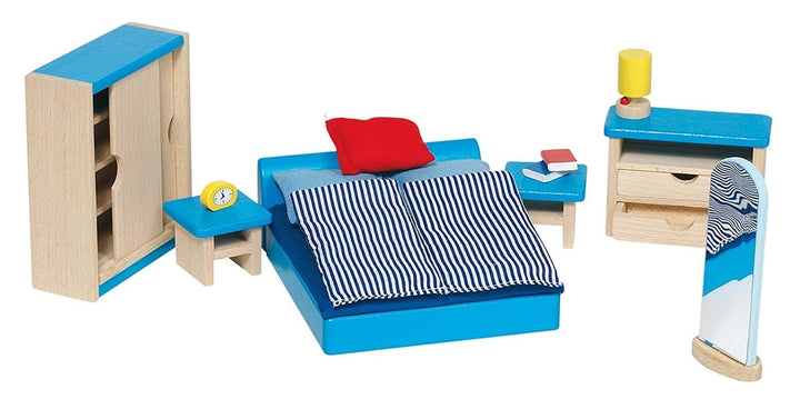 Goki 51906 - Schlafzimmer, 16-teilig, Puppenhausmöbel Single, Single