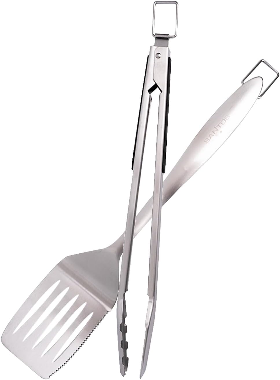 SANTOS Präzisions Edelstahl Grillbesteck-Set 2-TLG - Grillzange & Grillwender - 2er BBQ Geschenkset