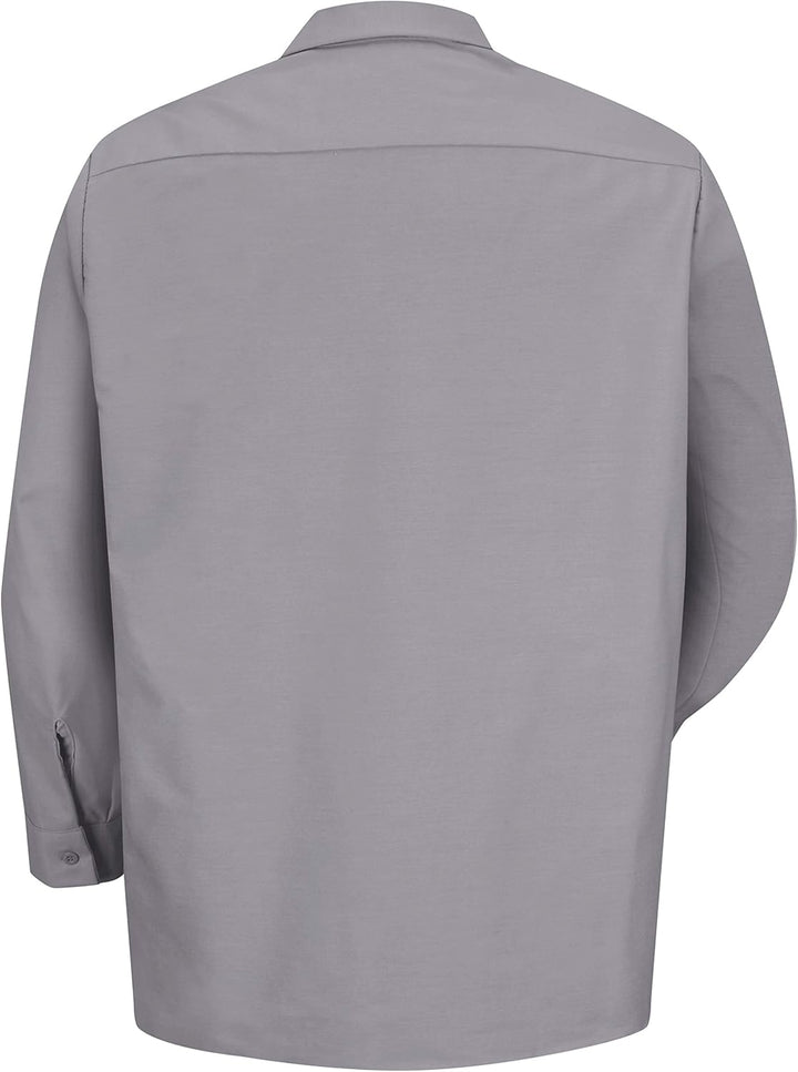 Red Kap Herren Industrielles, Regular Fit, Langarm Button-Down-Arbeitshemd L Tall Silbergrau, L Tall