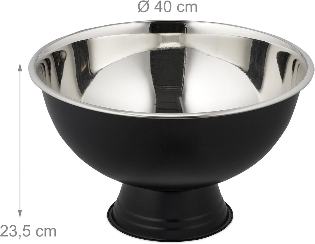 Relaxdays Sektkühler, Edelstahl, H x D: 23,5 x 40 cm, Flaschenkühler für Sekt, Champagner, Wein, XXL