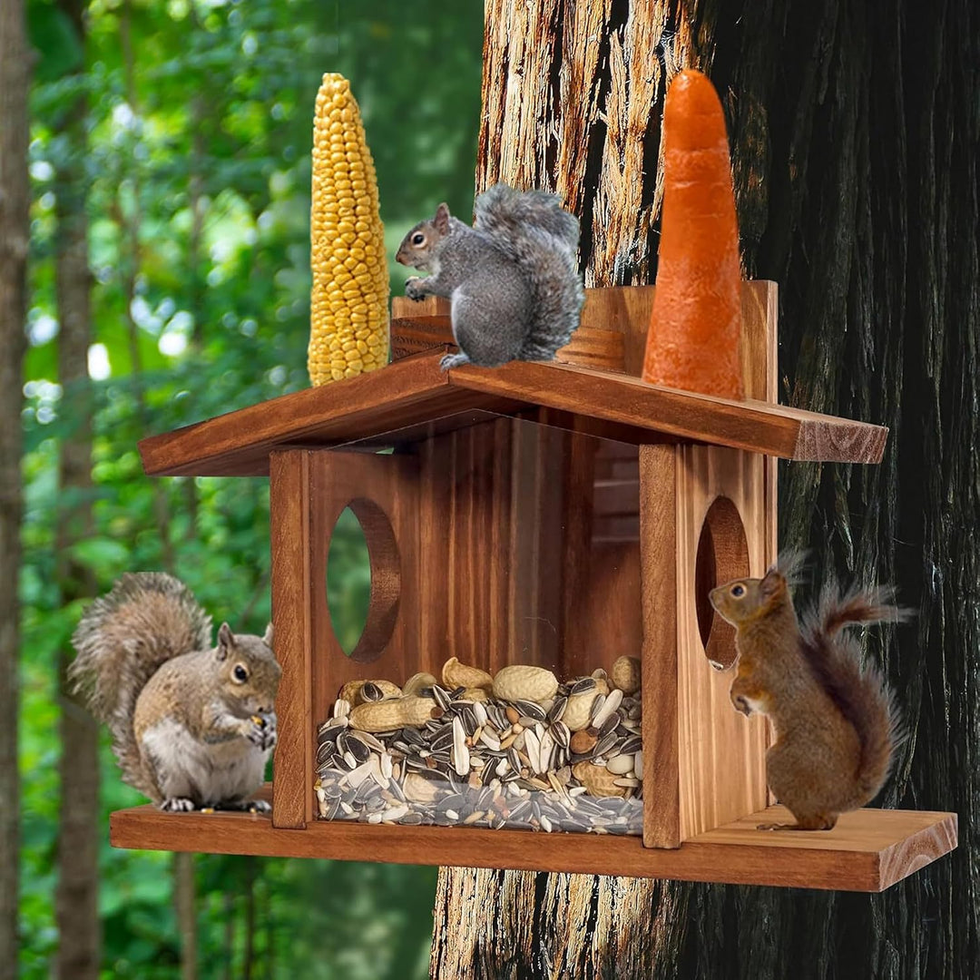 Holz-Eichhörnchenfutter, Eichhörnchen Futterstation Für Den Aussenbereich, Grosse Kapazität, Eichhör