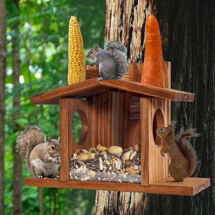 Holz-Eichhörnchenfutter, Eichhörnchen Futterstation Für Den Aussenbereich, Grosse Kapazität, Eichhör