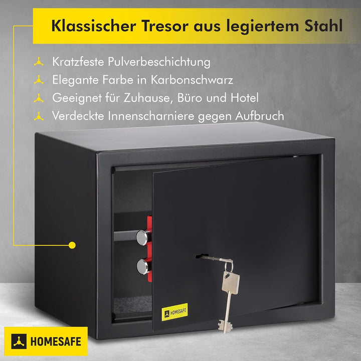 Homesafe HV25K Tresor Möbeltresor Safe mit Schlüssel-Schloss, Geldschrank Wandsafe Boden-Wandtresor,
