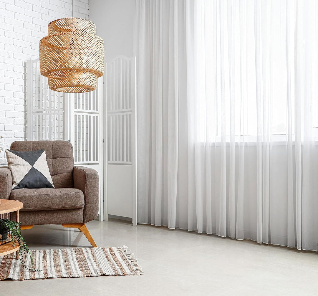 Weisse Voile, halbtransparente Vorhänge mit Kräuselband und Bleibandabschluss,Luftig, modern und lan