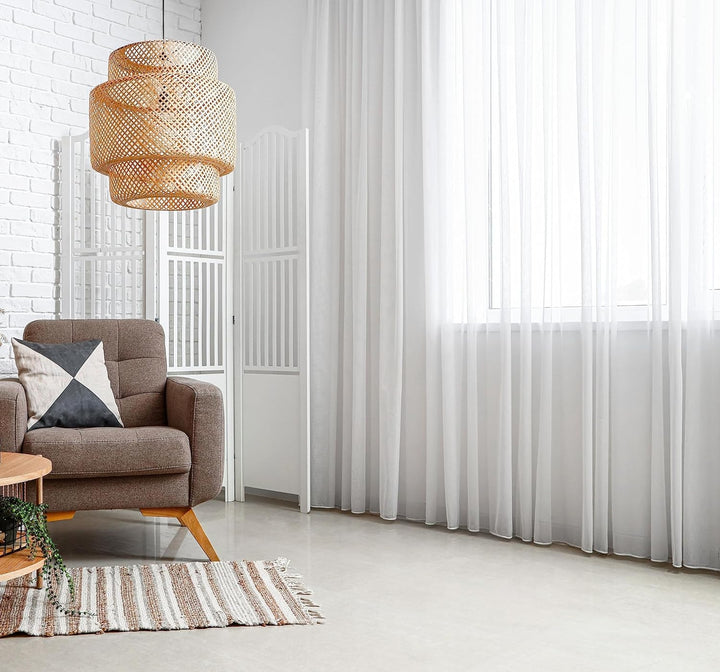 Weisse Voile, halbtransparente Vorhänge mit Kräuselband und Bleibandabschluss,Luftig, modern und lan