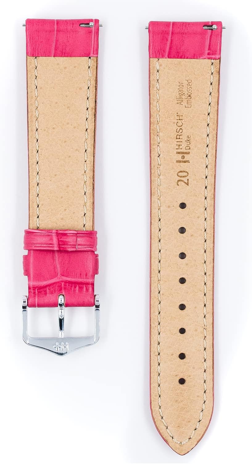 HIRSCH Uhren-Armband Duke - Uhr-Band aus italienischem Kalbs-Leder mit Alligator-Prägung - 12 bis 24