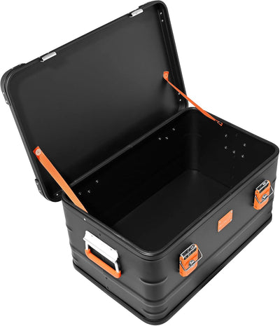 ALUBOX Alukiste abschliessbar E47B - Premium Aluminium Lagerbox 47 Liter - Deckel mit Aluminium Druc