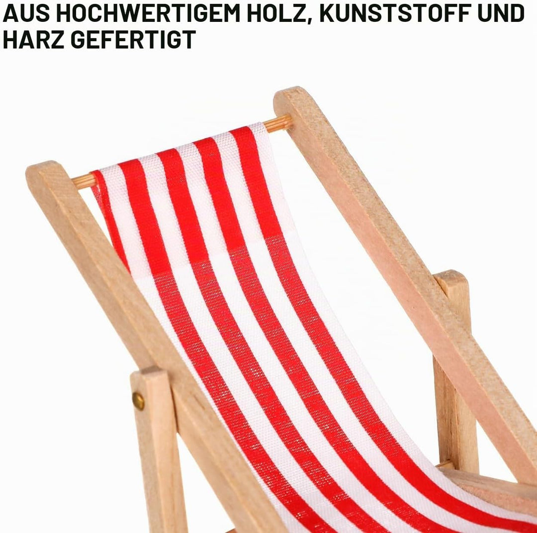 9 Stück Miniatur-Stranddeko Set: Palmen, Sonnenschirme, Liegestühle, Getränke Und Runder Tisch Für D