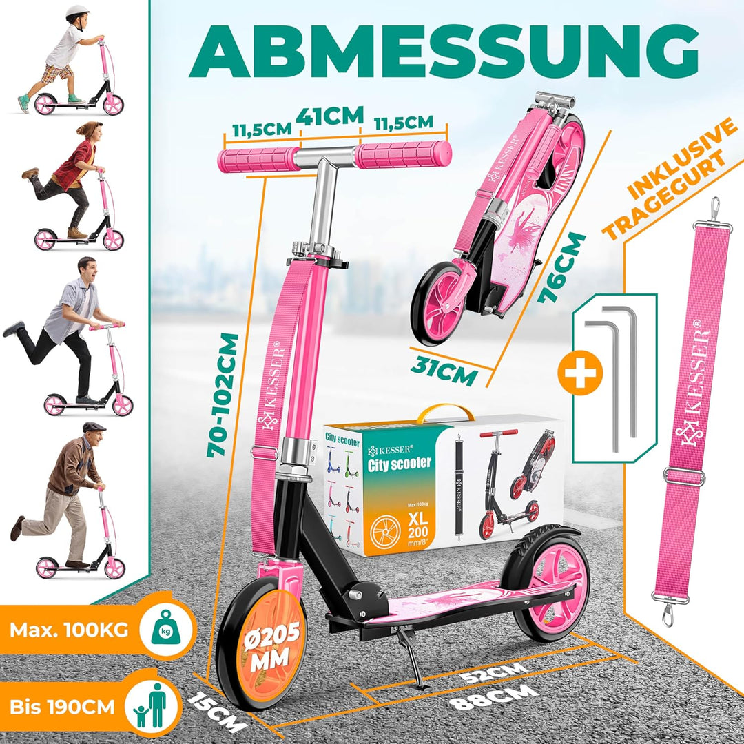KESSER® Scooter Roller Kinderroller Cityroller Tretroller Kickroller klappbar höhenverstellbar, Kick