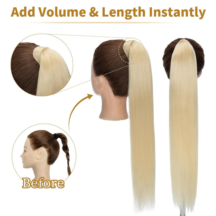 SEGO Ponytail Extension Echthaar Pferdeschwanz Zopf Haarteil Haarverlängerung Hair Piece Haar Hitzeb