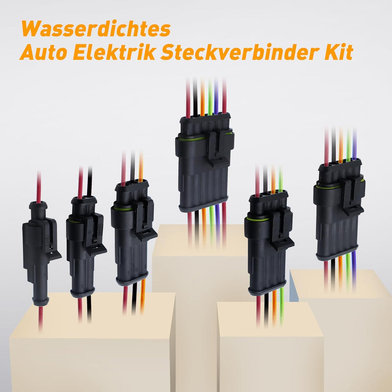 Diyoung 796 Stück Auto Wasserdichte KFZ Kabel Steckverbinder, 12V Wasserdichte Stecker, kfz Stecker