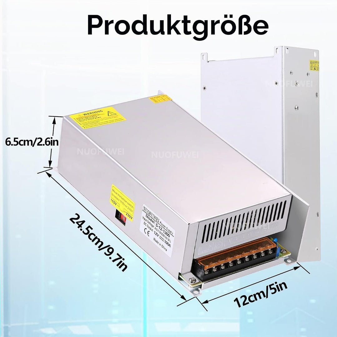 Trafo DC 12V 100A 1200W Netzteil Transformator Schalternetzteil 230V AC auf DC Netzteil 12V 100A 120