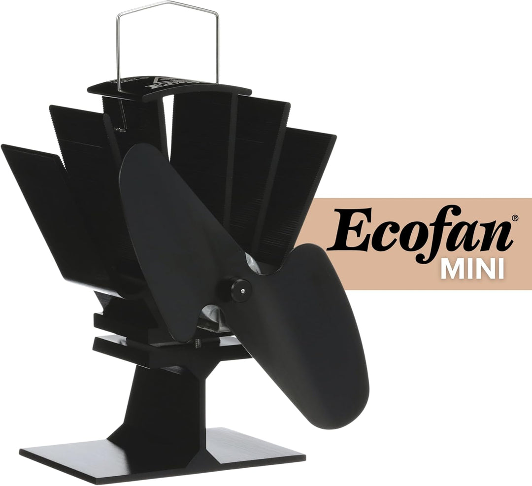 Ecofan Original Mini, Classic Styled, Heat Powered Wood Stove Fan, 85 CFM, 6.5" Blade, Black