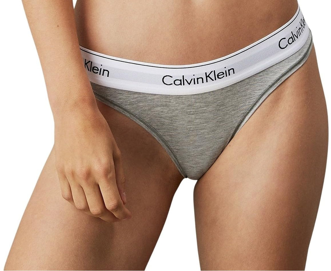 Calvin Klein Damen Brazilian Slip Baumwolle mit Stretch L Grau (Grey Heather), L Grau (Grey Heather)