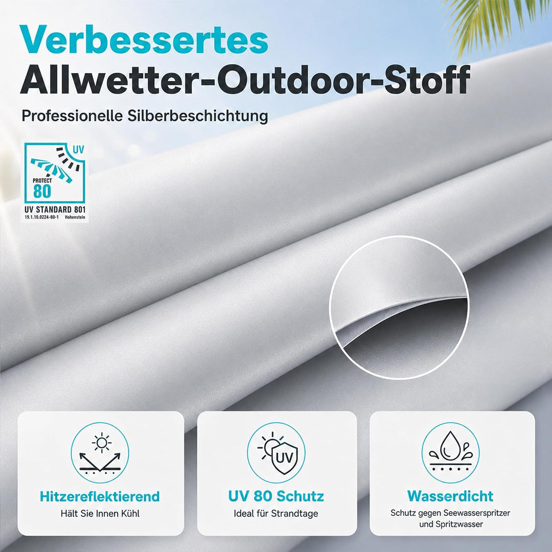 High Peak Strandmuschel mit UV 80, erhöhter Innenhöhe und Mesh-Belüftung | Grosszügiger Platz für 2–