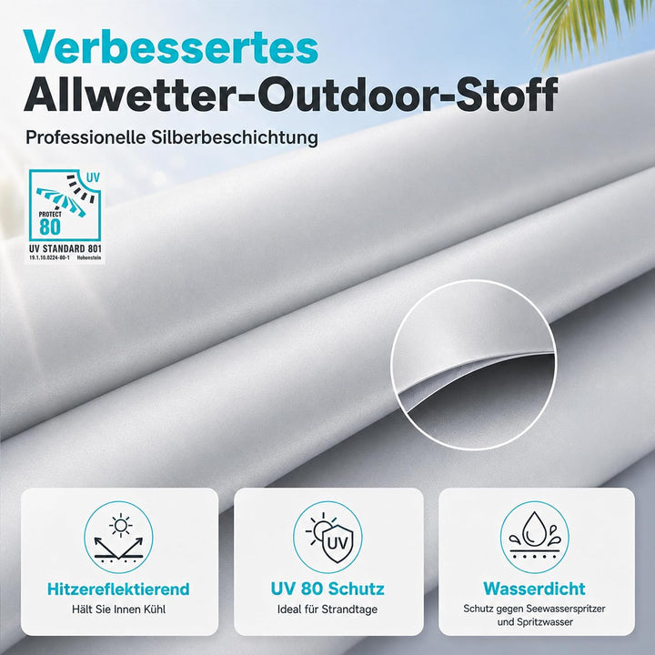 High Peak Strandmuschel mit UV 80, erhöhter Innenhöhe und Mesh-Belüftung | Grosszügiger Platz für 2–