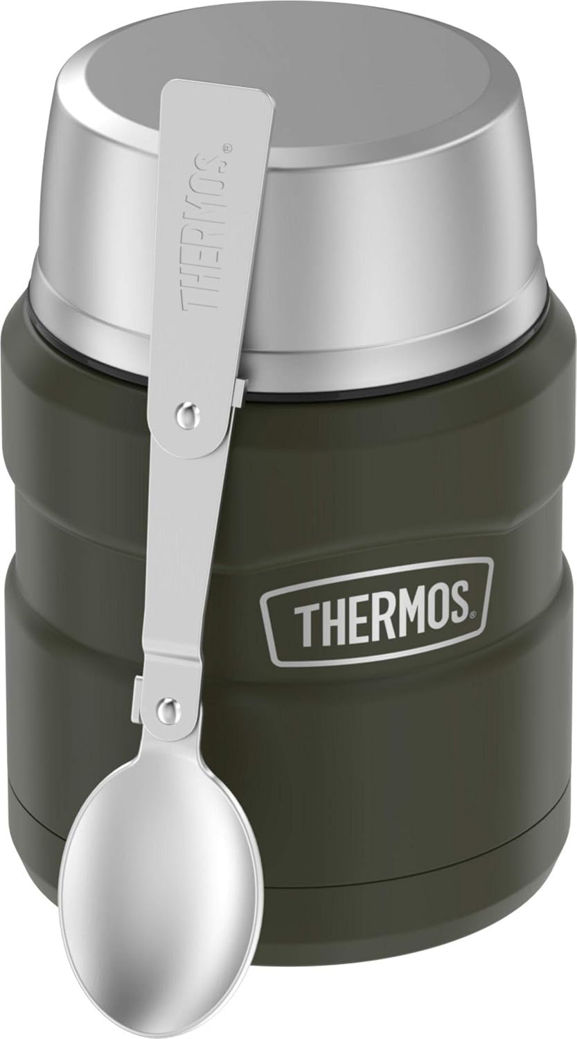 Thermos SK3000AGTRI4 King Food Jar mit Klapplöffel, Edelstahl, Armeegrün Armee-grün, Armee-grün