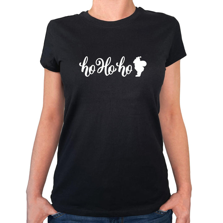 Damen T-Shirt Ho Ho Ho Weihnachtsmann Geschenk Oberteil Grösse XS-XXL Bio Baumwolle Fairtrade Ho Ho