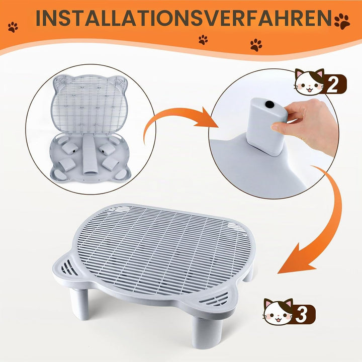 Verstellbare Katzen Rampe für Katzentoilette, Erhöhte Katzentoilette Stufe, Doppelte Katzenstreufall