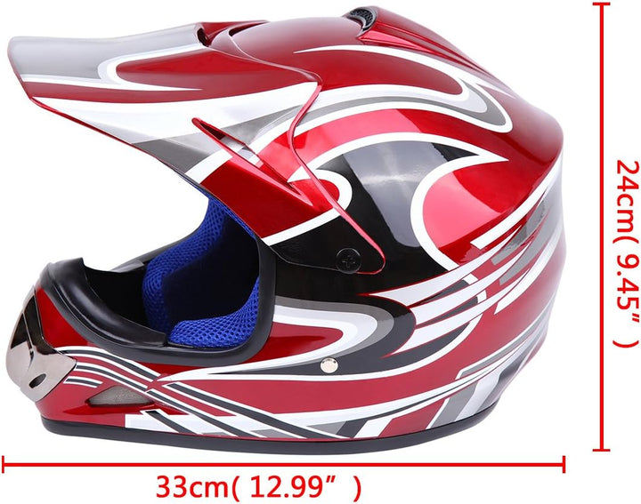 Samger DOT Jugend Kinder Off Road Helm Motocross Helm Dirt Bike ATV Motorradhelm Handschuhe+Brille L