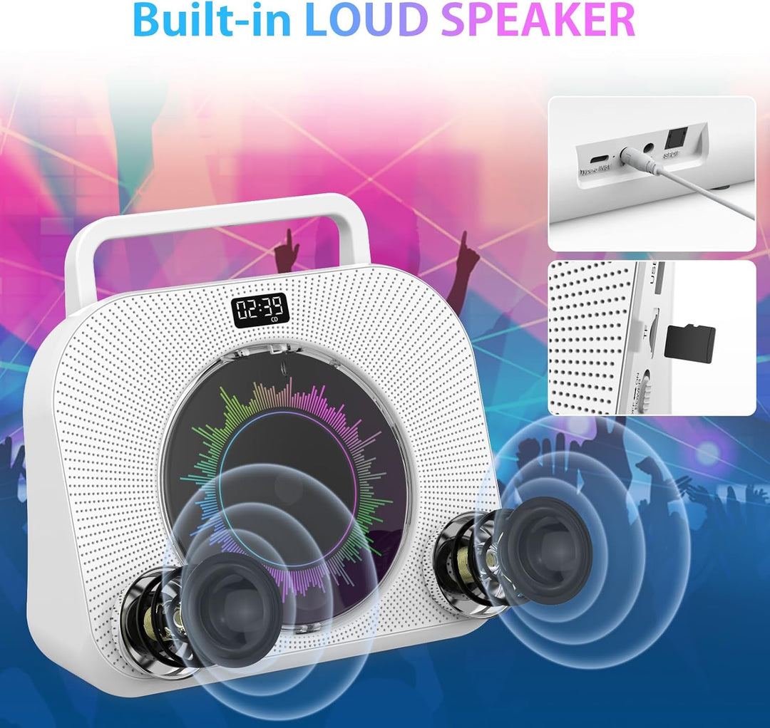 KOVCDVI 9-in-1 CD Player Bluetooth Radio mit CD Player mit Lautsprecher Unterstützung USB/TF-Karten/