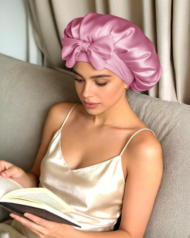 BONNET QUEEN Satin Seiden Schlafmütze Verstellbar Damen Herrn Motorhauben Nacht Haarpflege Schutz Ko