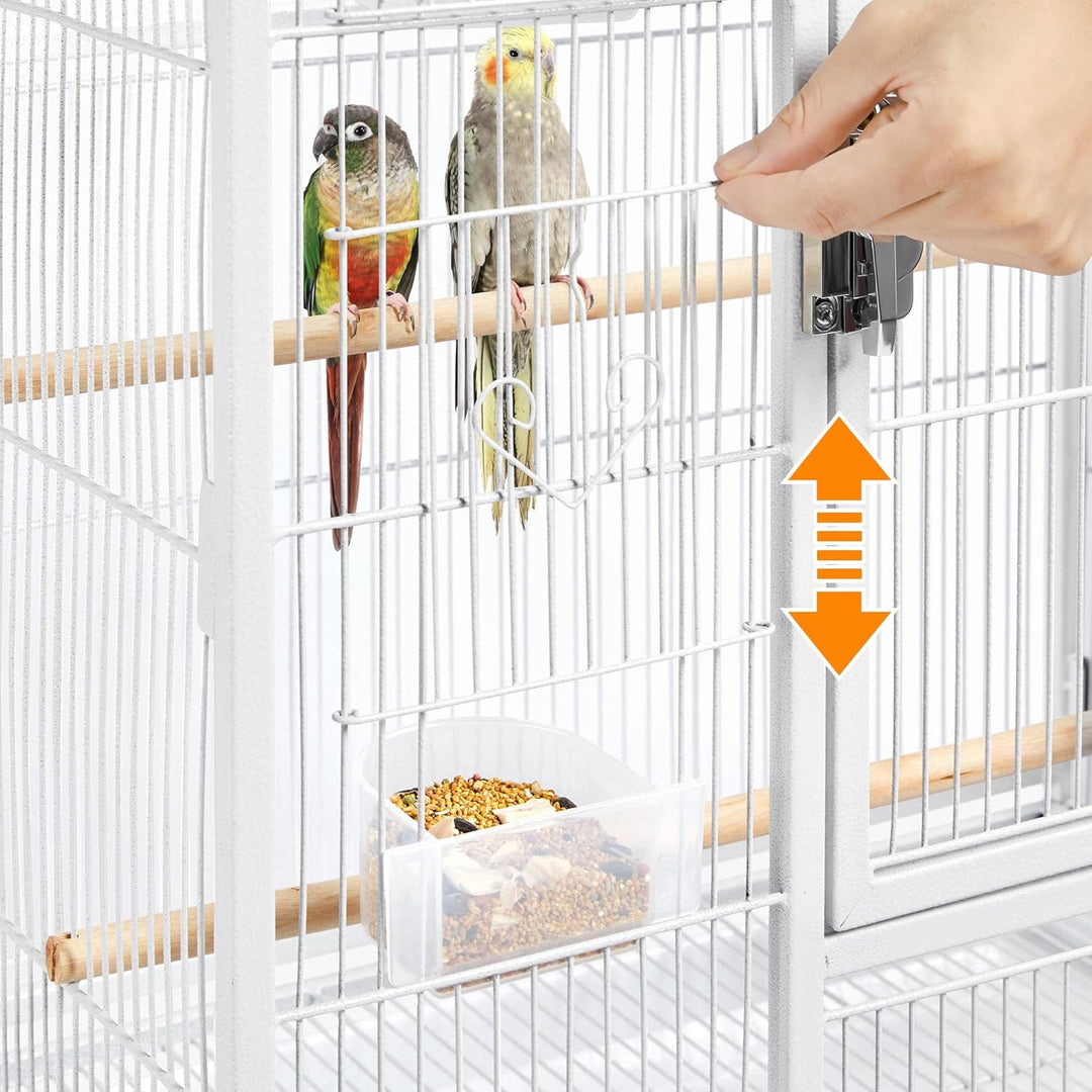 Yaheetech Vogelkäfig Vogelvoliere mit Tür und Rollen Vogelhaus für Nymphensittiche, Papageien Weiss,