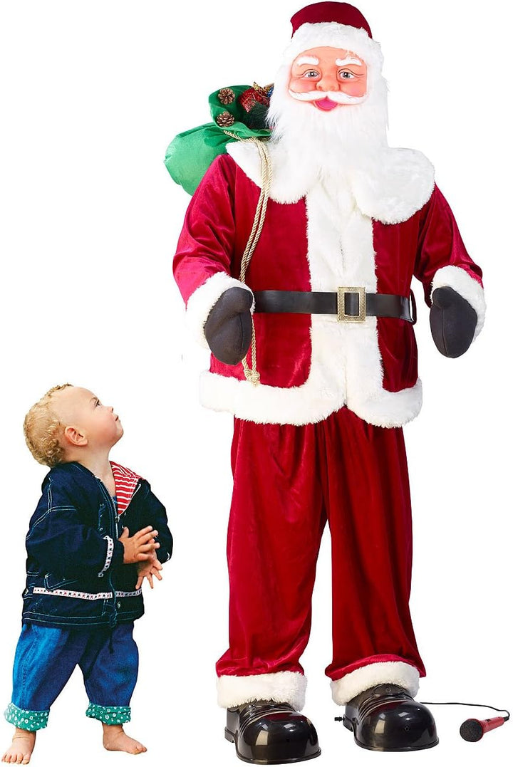 infactory Nikolaus: Singender und Tanzender XXL-Weihnachtsmann mit Karaoke, 160 cm (Weihnachtsmann m