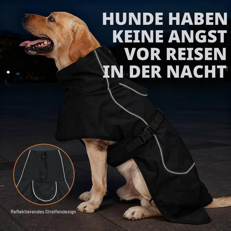 Hunderegenmantel wasserdicht &amp; windfest - Einstellbar für kleine, mittelgrosse, grosse Hunde - Leich