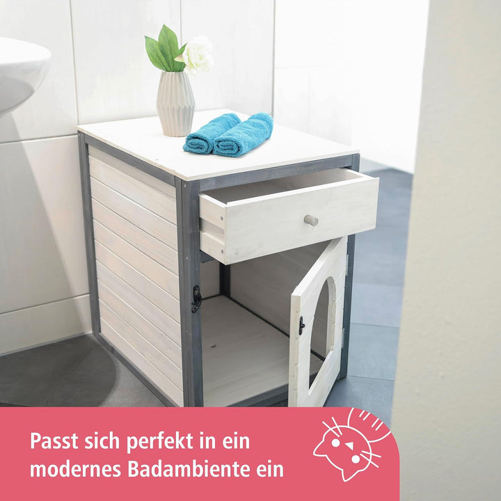 Kerbl Pet Katzenschrank Ida, Versteck für Katzentoilette oder Liegekissen, Katzentoilettenhaus, Katz