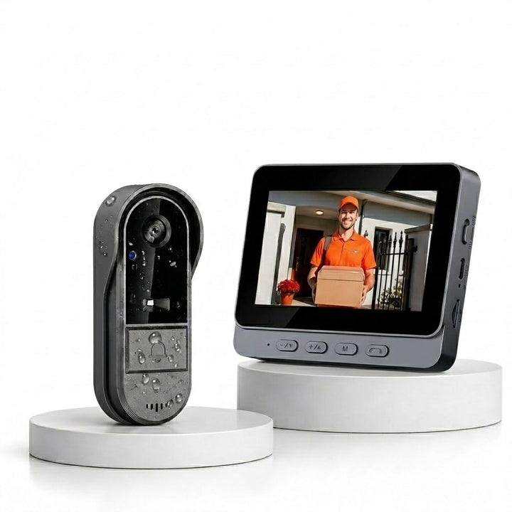 Winnes Drahtlose Türklingel mit Kamera,Video Türklingel Kabellos, Zwei-Wege-Audio, 4,3 IPS Display 1