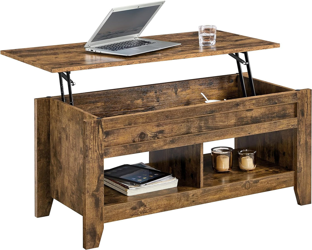 Yaheetech Couchtisch Höhenverstellbar Kaffeetisch Wohnzimmertisch mit Ablagefach Holz Sofatisch Beis