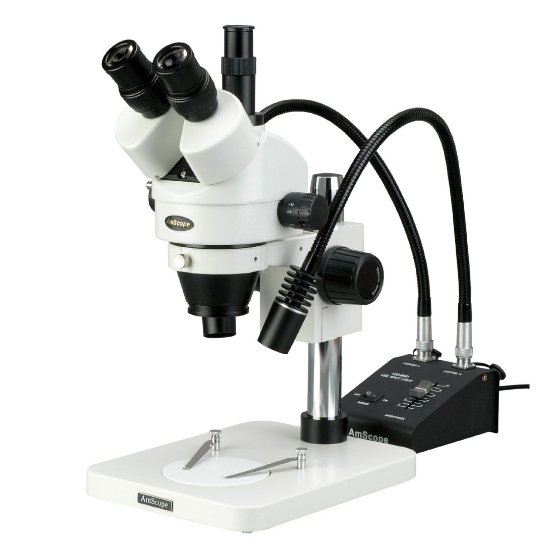 AmScope SM-1TSZ-L6W Trinokulares Inspektion Zoom Stereomikroskop mit Schwanenhals-LED-Leuchten, 3.5X