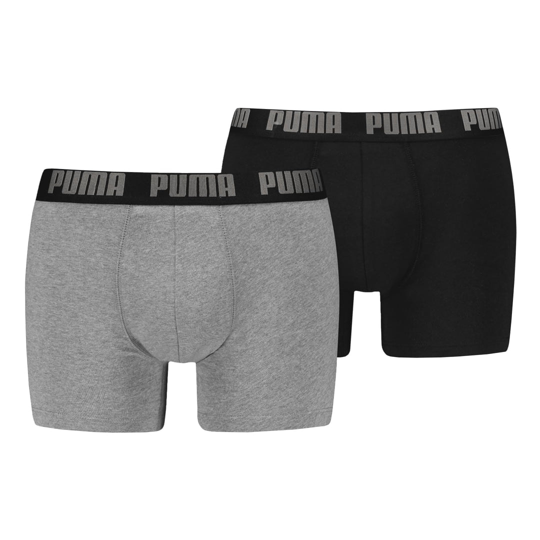 PUMA Herren Basic Boxers Boxer-Shorts (2er Pack) -003 Grey Melange / Black S, -003 Grey Melange / Bl