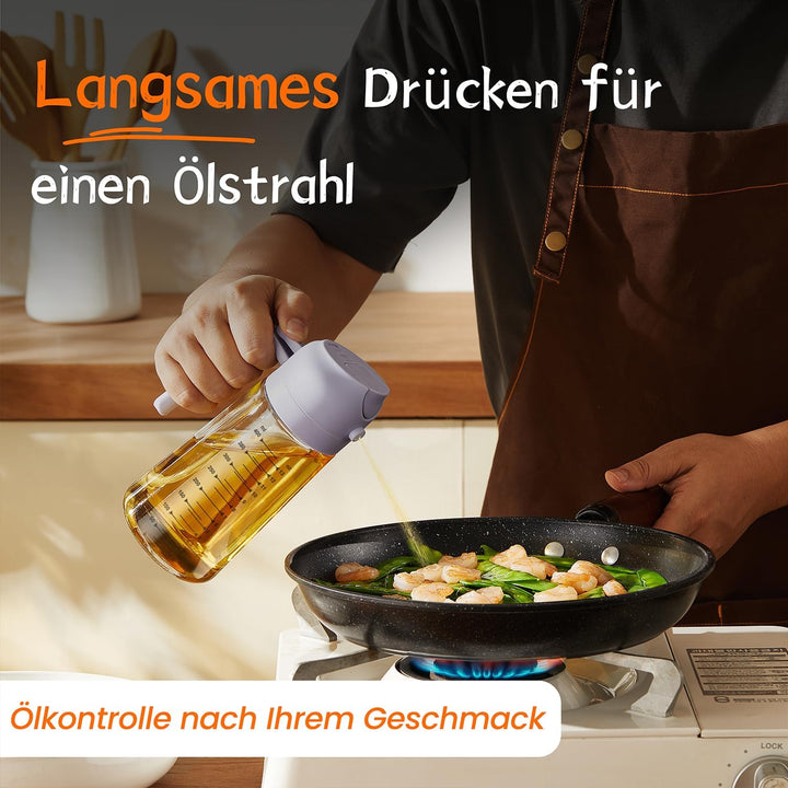 TrendPlain 16oz Ölsprüher für Speiseöl – 470ml Olivenöl Flasche – 2-in-1 Ölspender und Ölsprüher – K