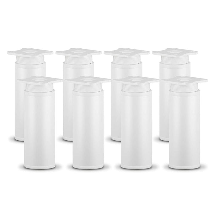 sossai® Design-Möbelfüsse MFR1 | höhenverstellbar | 8er Set | Rund-Profil - Ø 40 mm | Farbe: Weiss |