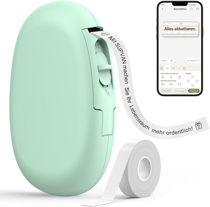 SUPVAN E10 Etikettendrucker - Selbstklebend USB aufladbares Thermo-Beschriftungsgerät, Mini Bluetoot