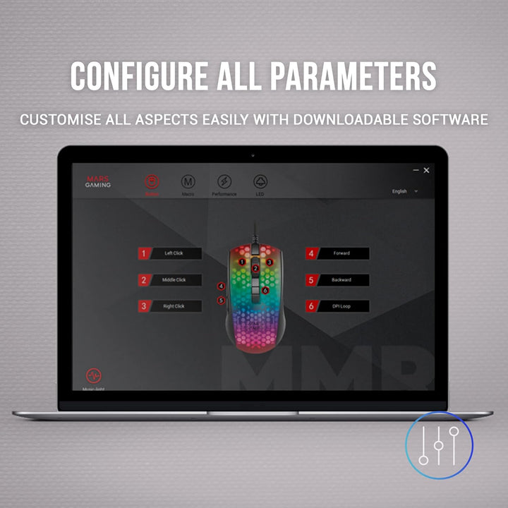 Mars Gaming MMRW Weiss, Maus Gaming RGB Chroma, Transluzent Struktur Ultraleicht 58g, 12800 DPI, Swi