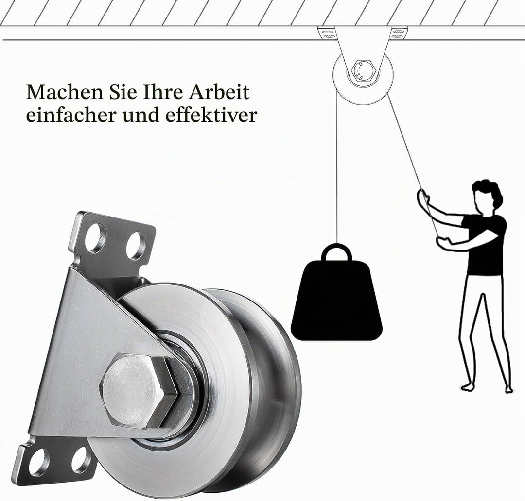 Umlenkrolle Stahlseil, Umlenkrollen für Seile, Seilrolle mit 2 Kugellager | 1 Stück 1 48mm_1 Stück,