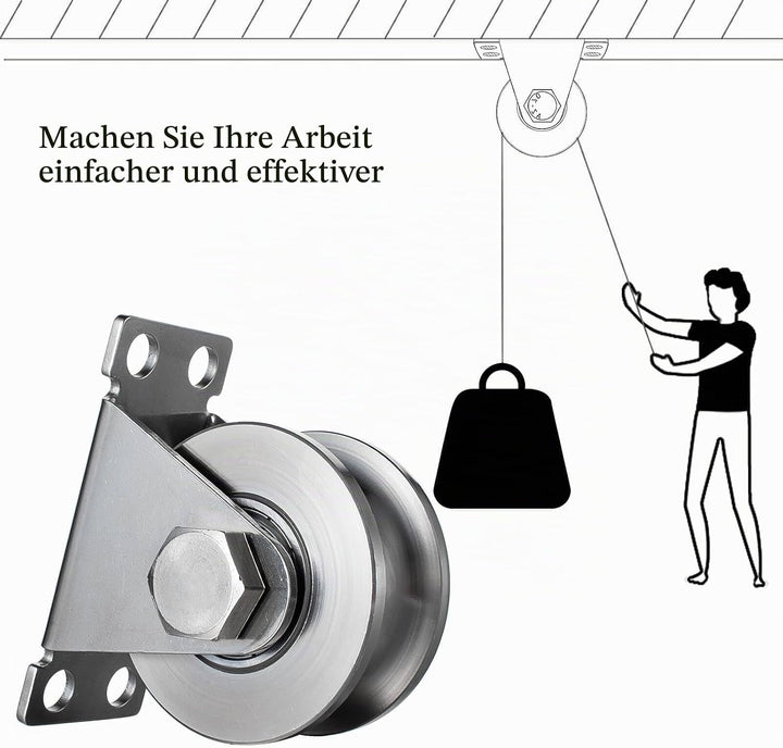 Umlenkrolle Stahlseil, Umlenkrollen für Seile, Seilrolle mit 2 Kugellager | 1 Stück 1 48mm_1 Stück,