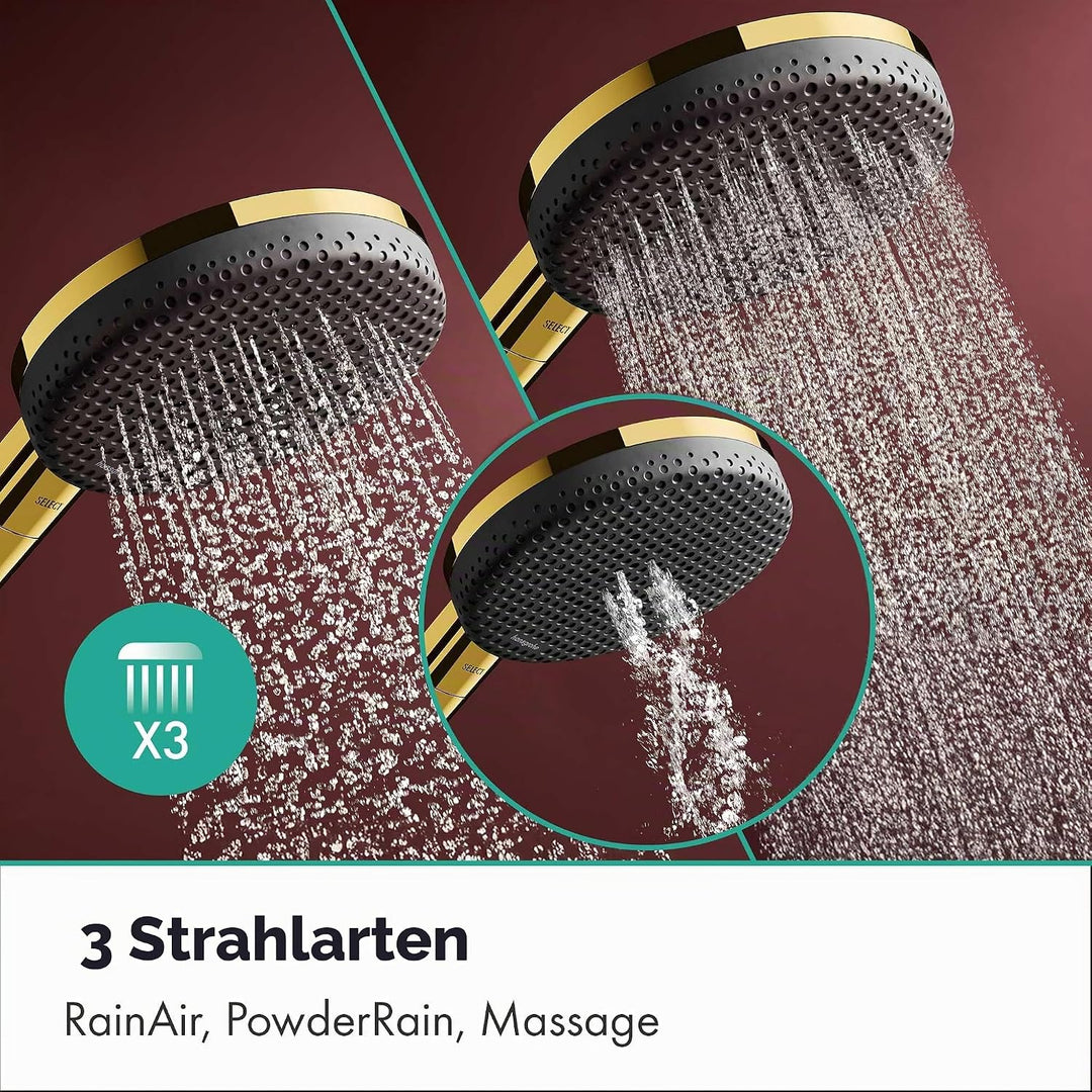 hansgrohe Raindance Alive Select S - Duschkopf, Handbrause mit 3 Strahlarten (inkl. PowderRain), run