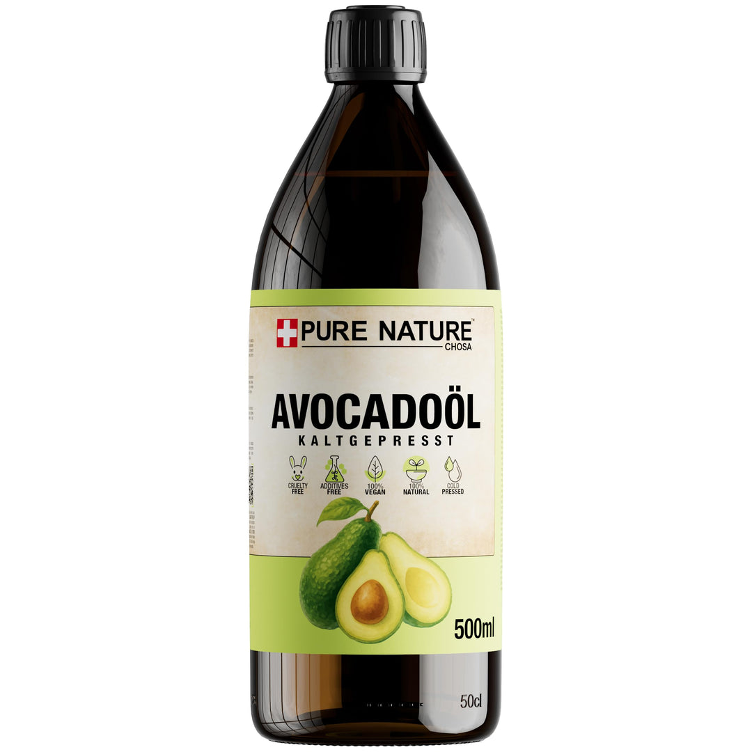 CHOSA Bio-Avocadoöl 500 ml - Kaltgepresst - Unraffiniert - 100% Natürlich - Pur - Nachhaltig - Natür