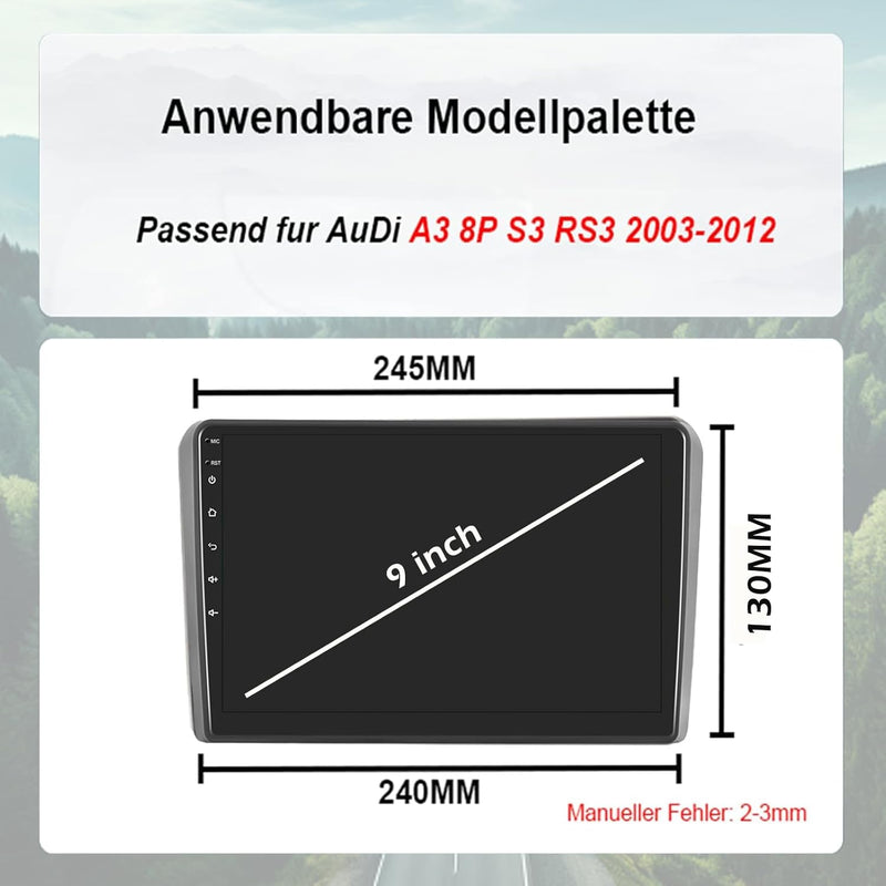 Octa Core Android 12 Autoradio Kompatibel mit Audi A3 S3 RS3 mit Carautoplay Android Auto GPS Naviga